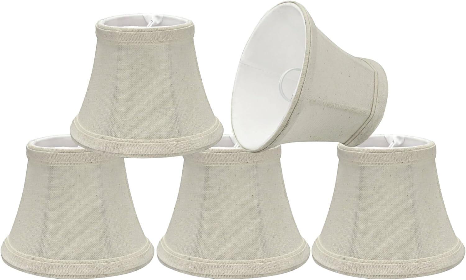 Aspen Creative 30004-5A, Bell Clip-On Chandelier Lamp Shade, Off-White, 3" Top x 5" Bottom x 4" Slant Height, Set of 5