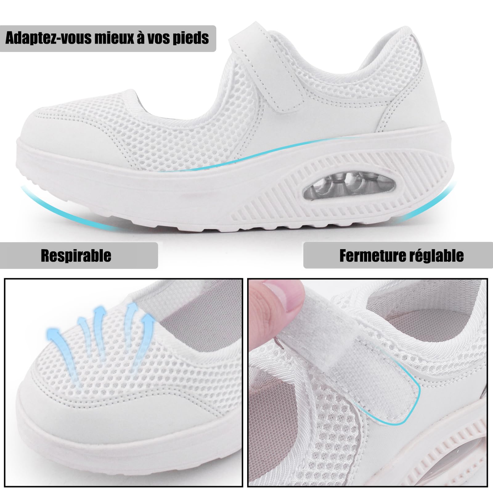 Git-up Femmes Confortable Travail Infirmière Chaussures Antidérapantes Réglable Respirant Walking Buffer Fitness Casual Nursing Orthèse Baskets Légères