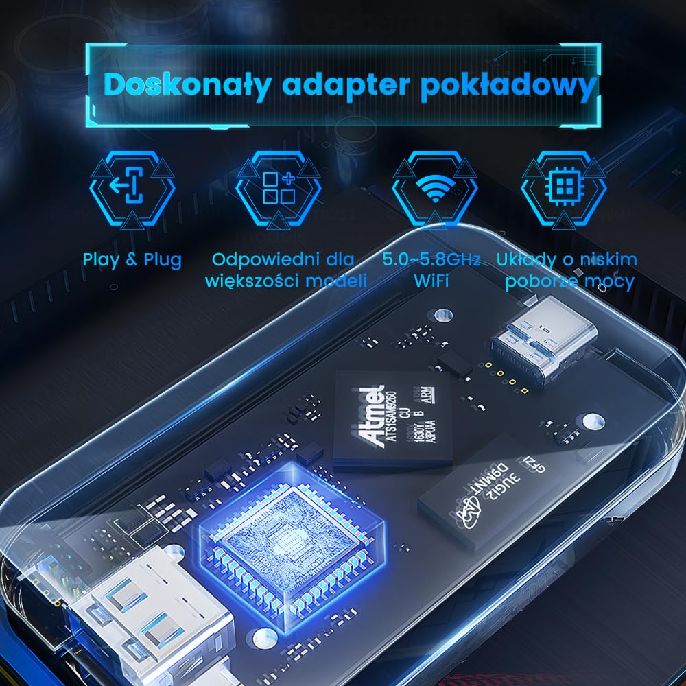 CarlinKit Bezprzewodowy adapter CarPlay 3.0 do fabrycznie okablowanych pojazdów CarPlay, czerwony interfejs UI, kompatybilny z Audi/Porsche/Volvo/Mercedes/VW/KIA/Hyundai, Upgrade, IOS17