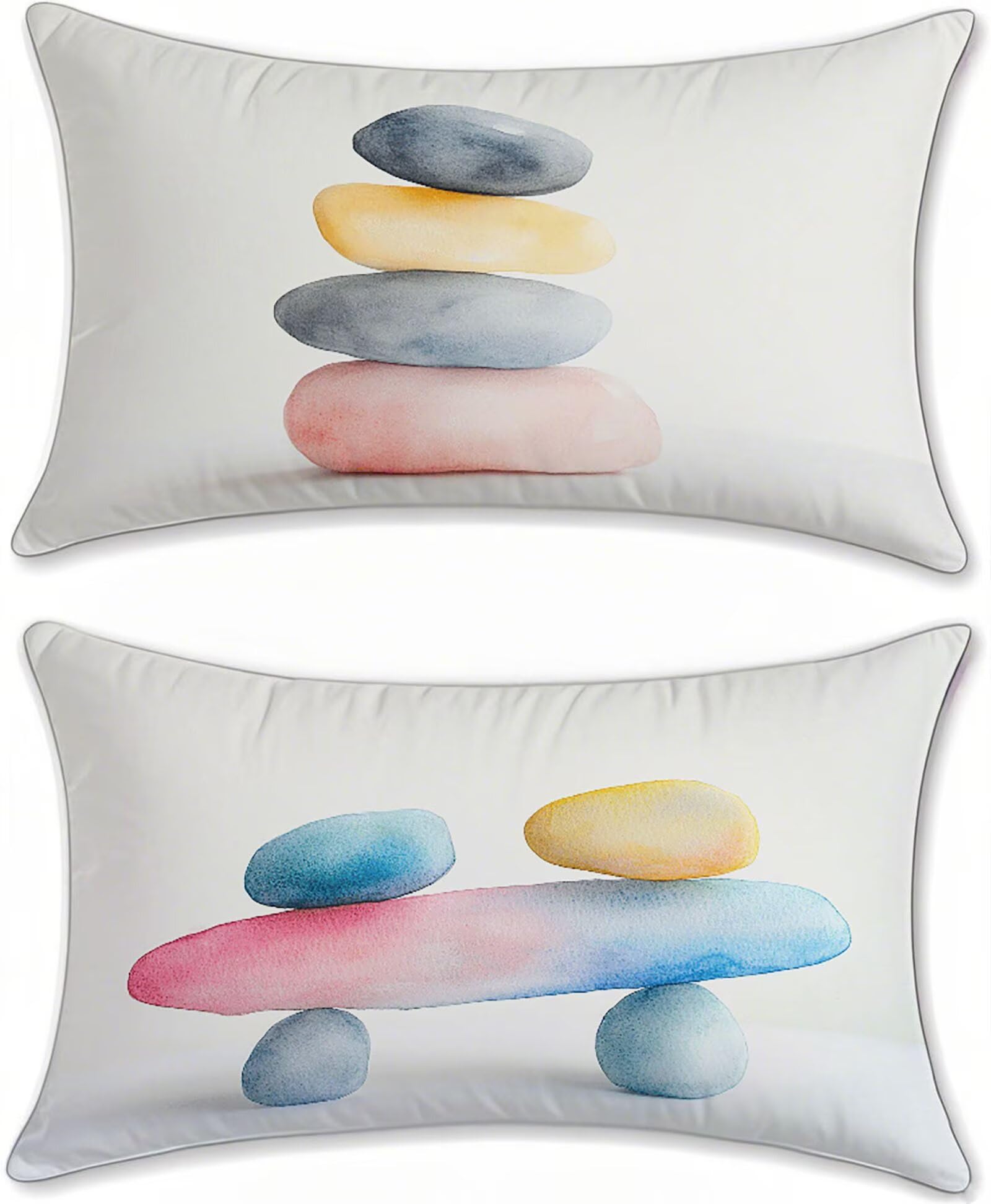 Housse de coussin exterieur impermeable 60x120cm aspect lin noble