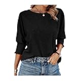 Casual 3/4 Sleeve Batwing Top
