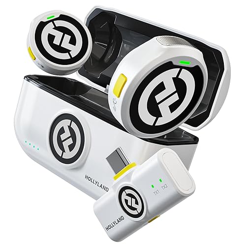 Hollyland Lark M2 Wireless Lavalier Microphone for iPhone15/16& Android, USB C Mini Lapel Microphone Wireless, 1000ft Range, Hi-Fi Audio, Noise Cancellation, 30H Battery for Video Recording, Streaming - USB Type-C - White