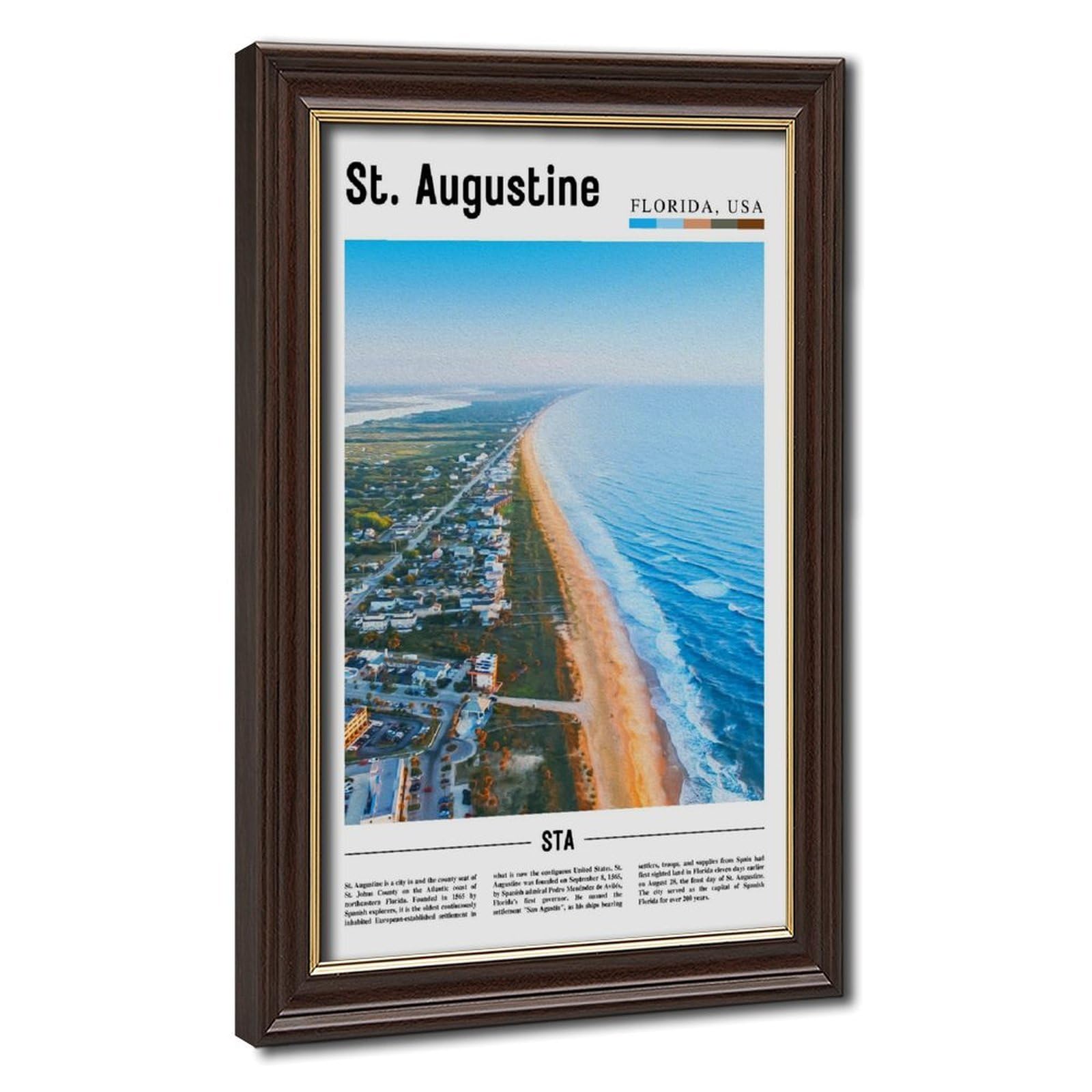 Wcyb Mokume Gane Frame St. Augustine St. Johns County Florida Usa Scenery Travel Posters Prints Canvas Deco Paintings Wall Art Hangable Frame 20" L X 30" W