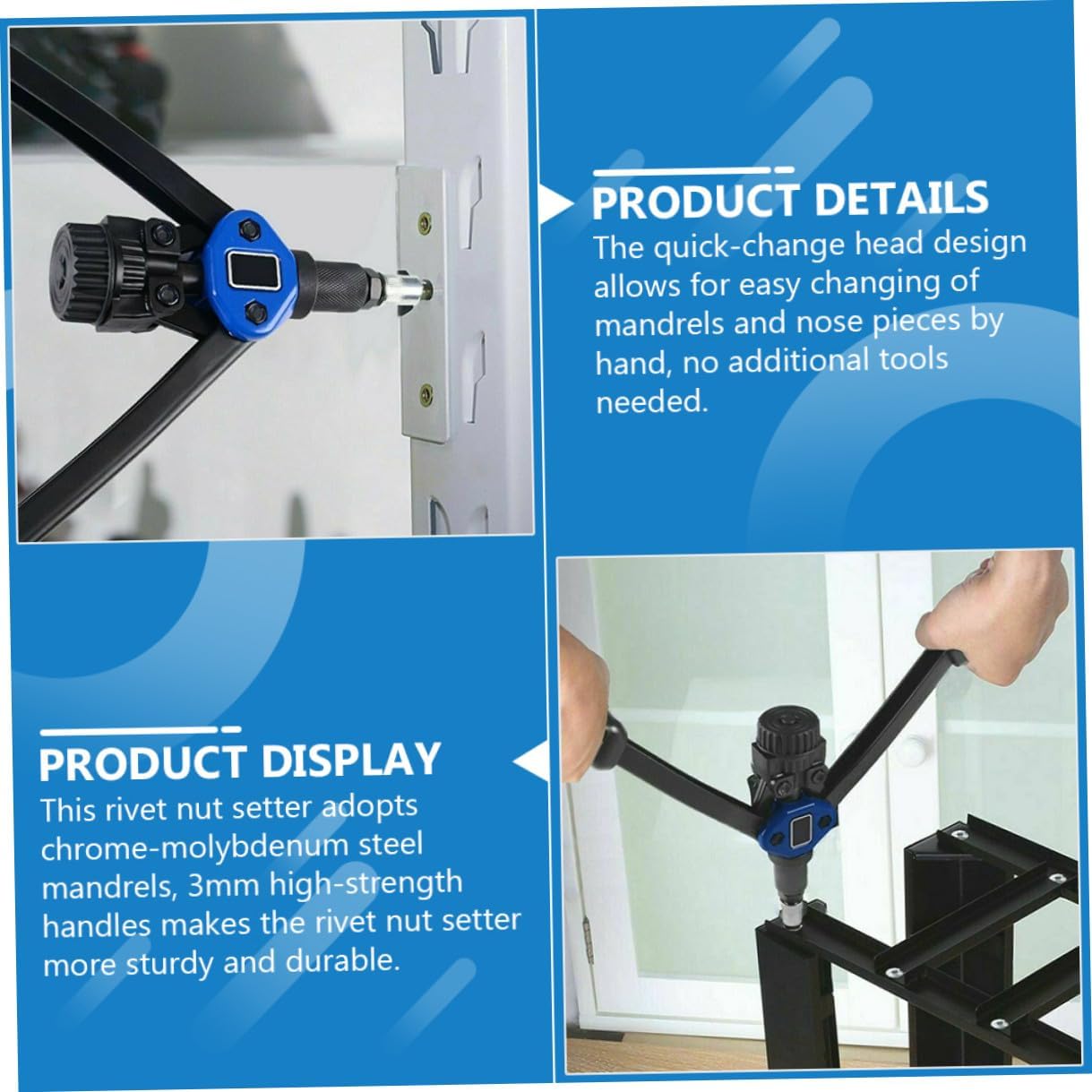 140pcs Manual Rivet Nut Tool Kit with Threaded Nut Setter M3 to 12mm, Portable Hand Riveter Setter for Automotive and Workshop Repair, Plastic Case Included