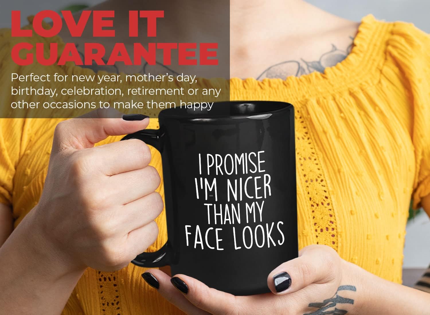 Sarcastic Coffee Mug 15oz Black - I Promise I'm Nicer - Brutal Cruel Comedy Nasty Savage Barbar Offensive Crucify Impolite Aggresive