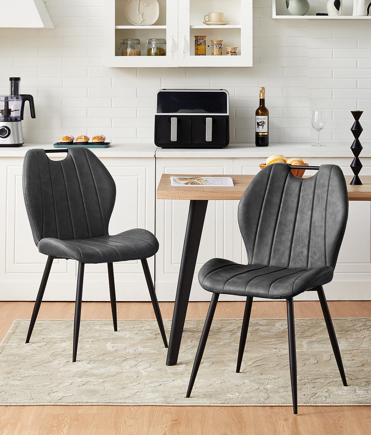 TUKAILAI Esszimmerstühle 2er-Set – Kunstleder Polsterstühle Mit Metallkreuzgestell | Creme, Modern & Belastbar Bis 200 Kg