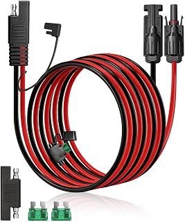 Solar Panel Connector to SAE Adapter Cable 20FT 10AWG MC4 to SAE Adapter | Solar Extension Cable with Fuse/SAE Polarity Reverse Adapter for RV Solar Panel Charger Kit