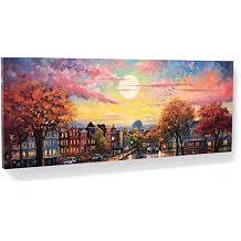 Sense Canvas Savannah City 30 Canvas Art - Home Decor Wall Art Print Poster Painting Large 40x16 / 0.75"