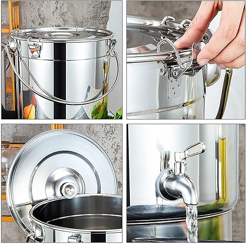 Miniatura 5 de Olla de valores - Olla de sopa con tapa, olla de caldo, cubo de sopa de acero inoxidable 201cubo selladocubo de transporte, tanque de vino con