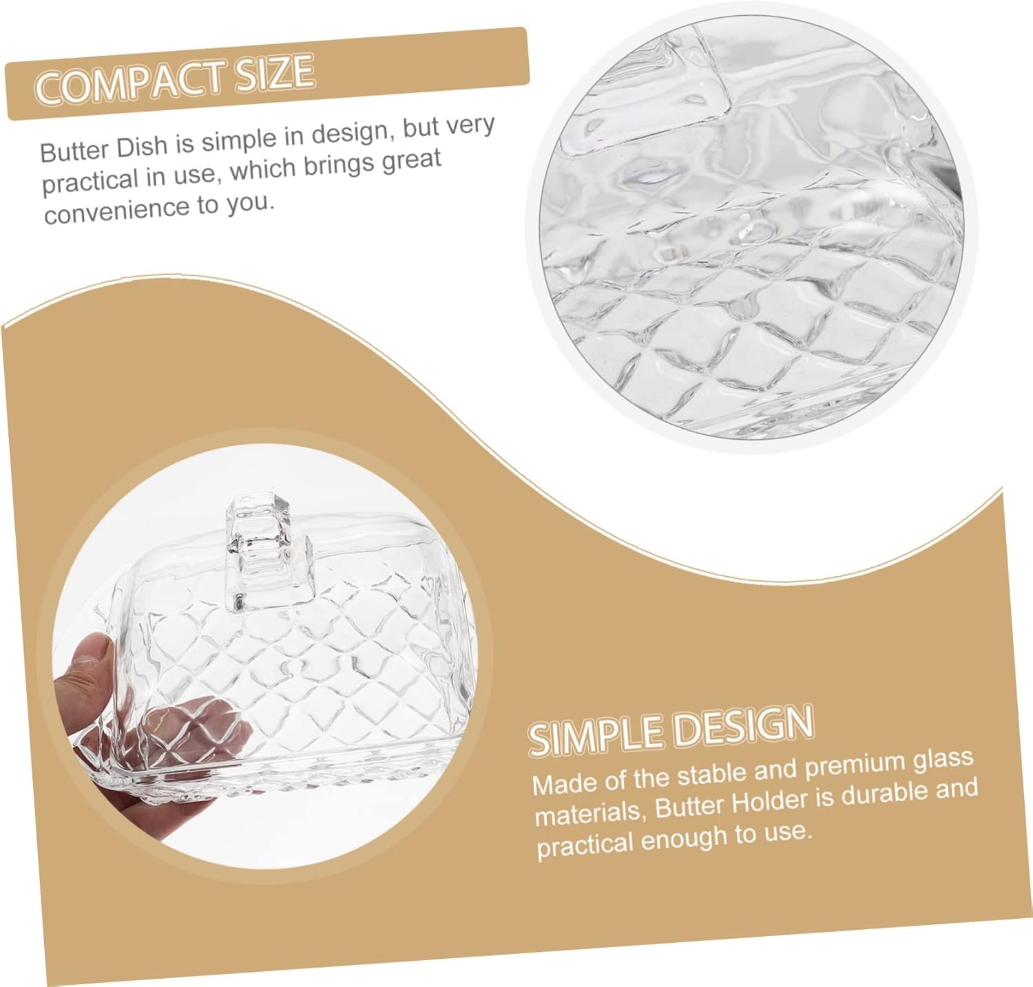 1set Covered Butter Dish Elegant Butter Holder for Fresh Keeping Household Box Smooth for Kitchen Organization and Storage