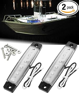 Shangyuan LED Interior Boat Lights, Utility Slim Strip Bar Light Fit Courtesy Lighting Cockpit Lights Navigation Light White Pack of 2