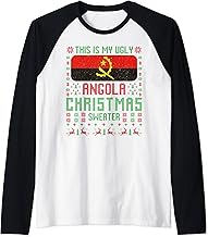 This Is My Ugly Angola Christmas Sweater Angolan Flag Raglan Baseball Tee