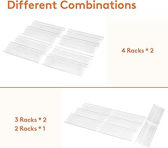 Lifewit Adjustable Plastic Spice Tray, Kitchen Drawer Organizer for 64 Condiment Jars, for Organizing Countertop, Cabinet, Shelf, 4-Tier, 8-Pack, Clear