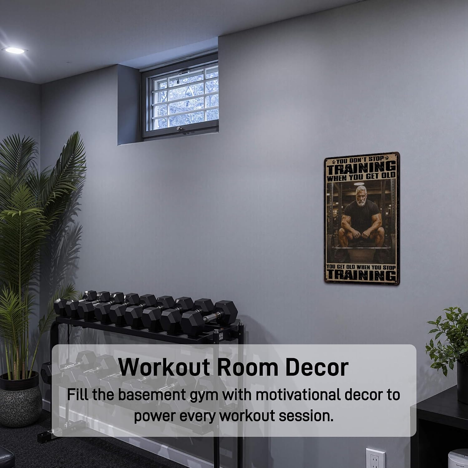 SmartCows Motivational Workout Posters for Home Gym Decor Men Fitness Gifts | Vintage Fitness Wall Art Gym Signs for Workout Room Decor You Don't Stop Training Metal Sign 8x12 Inches Premium Aluminum