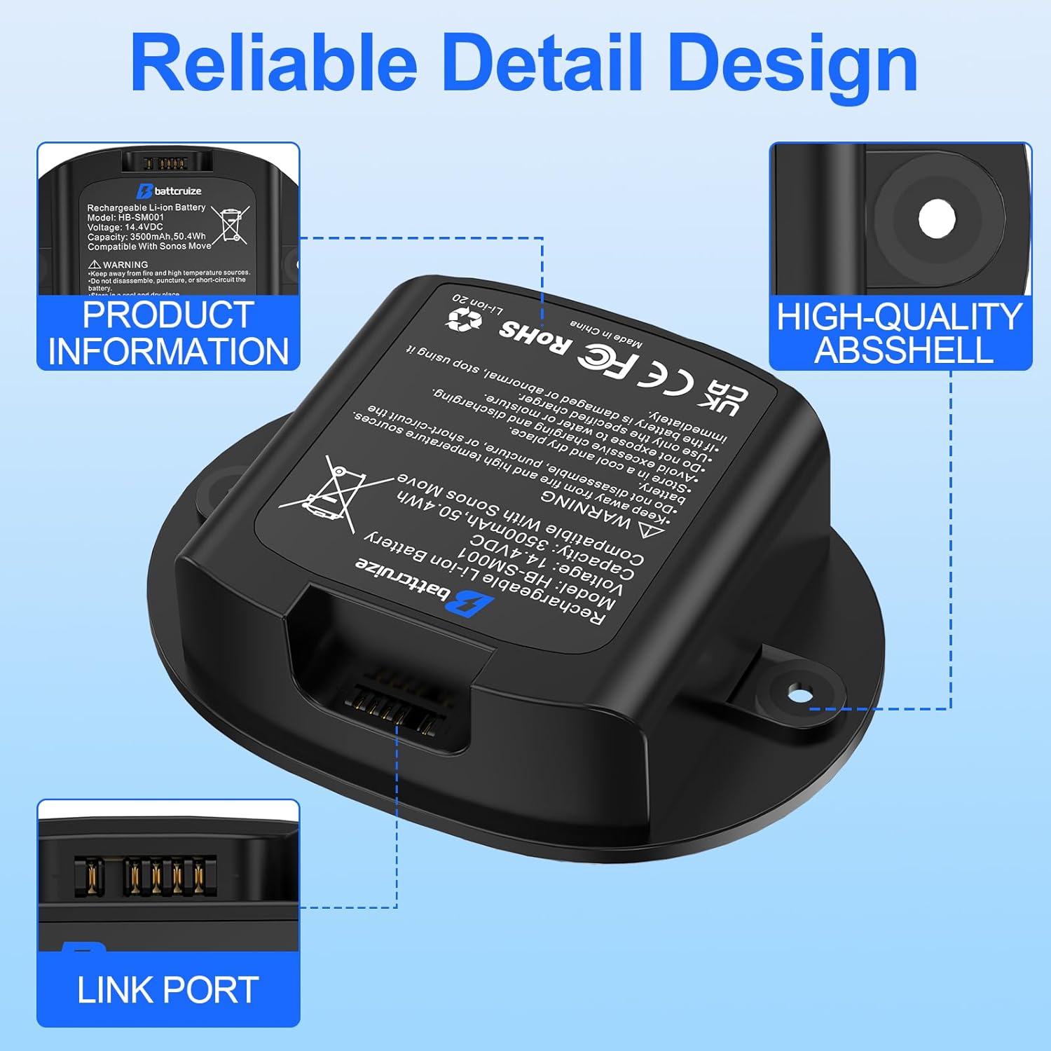 Replacement Battery for Sonos Move 2, 3500mAh Li-ion Battery Pack Compatible with Sones Move/Move 2