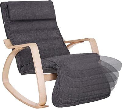 Songmics Rocking Chair Relaxing Chair 5-Way Adjustable Foot Rest Load ...