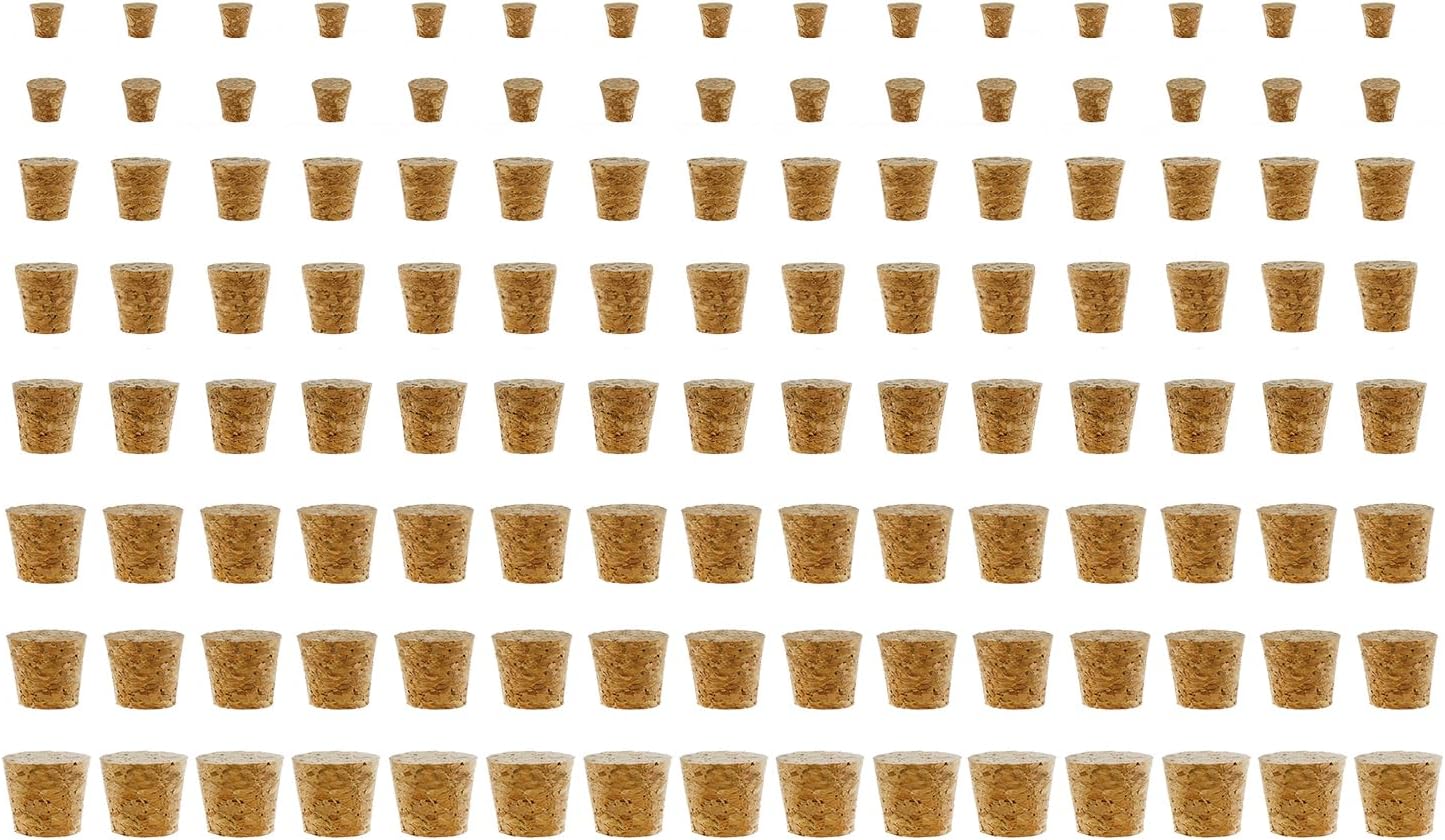120PCS Glass Bottle Stopper DIY Craft Mini Conical Wine Container Replacement Cork Drink Bottle Plug 8 Sizes
