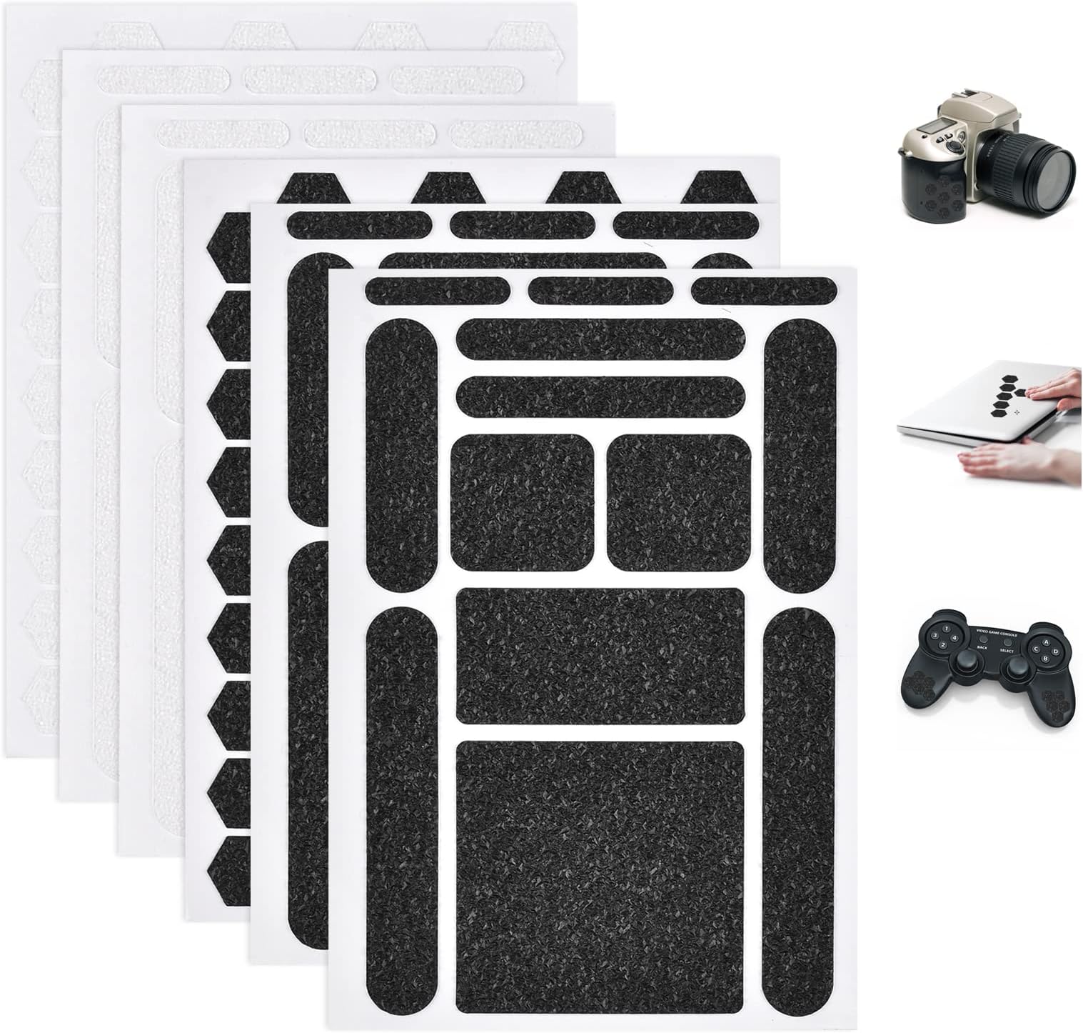 Hasefam 6 Pieces Phone Grip Tape, Finger Grip Stickers Decal Non Slip Kit Adhesive Traction for Cell Phone Cases Mouse Laptop Tablet Tools (3Black+3Clear)