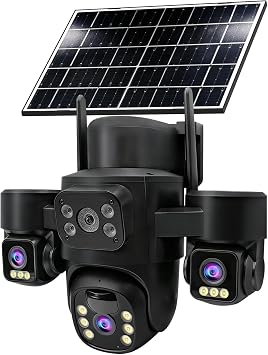 3-Lens Wireless Outdoor Camera for Home Security 3-Lens Black
