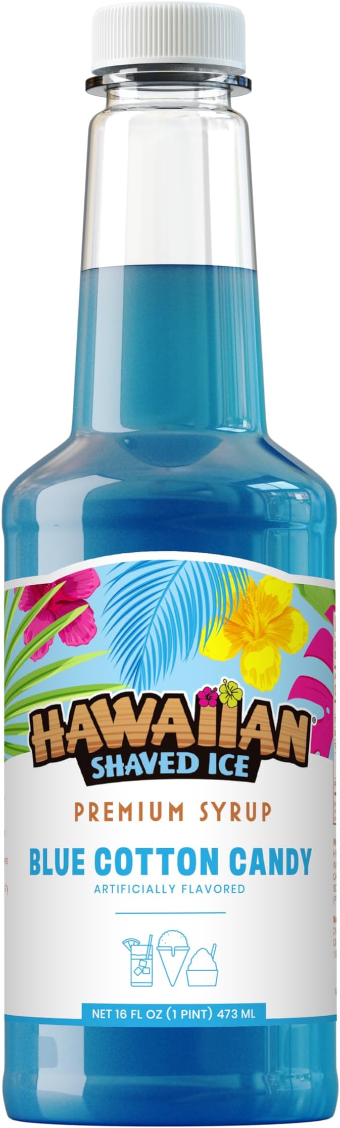 Hawaiian Shaved Ice Syrup, Blue Cotton Candy, Pint