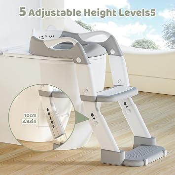 Potty Training Toddler Toilet Seat,Upgrade 3 in 1 Steps Stool,Multi-Functional Splash-Proof Guard,Foldable for Kids Boys Girls,Adjustable Toilet seat Toddler in Bathroom (Grey)