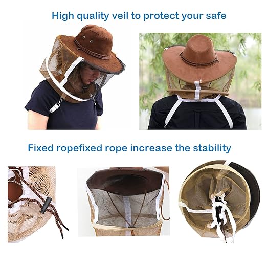 AukBeeFun Sombrero Apicultor Velo Cowboy Apicultura Protección miniatura 2