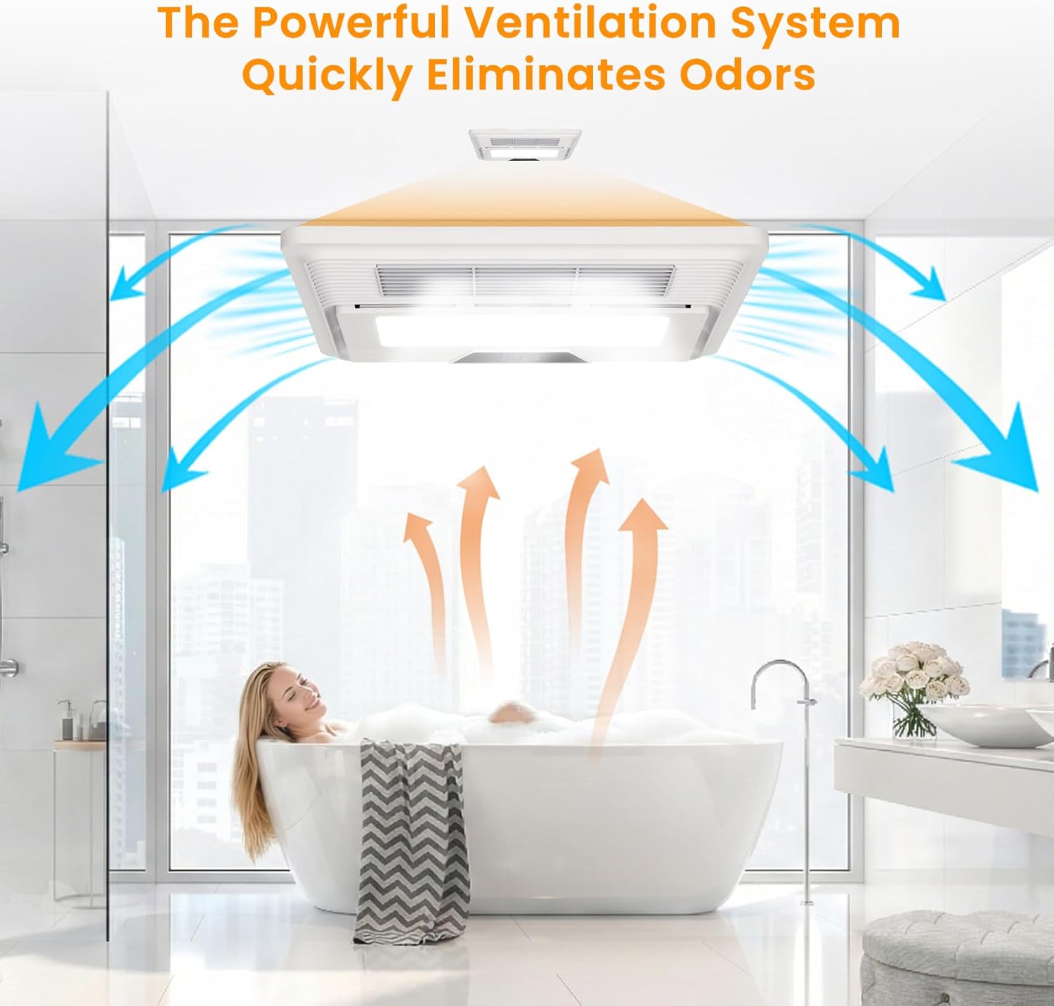 Premium Bathroom Vent Fan | Powerful Exhaust Fan with Light | Multi-Functional Ventilation System for Home Bathrooms | Quiet 30dB Operation, Energy-Efficient Design & Easy Installation