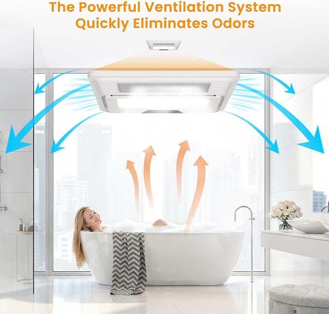 Ventilador de extracción para baño premium | Potente extractor con luz LED | Sistema de ventilación multifuncional para baños domésticos | Operación silenciosa de 30 dB, diseño energéticamente eficiente e instalación sencilla miniatura 3