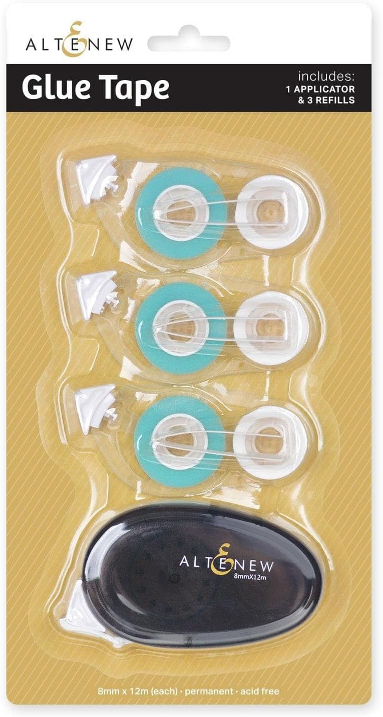 Altenew Glue Tape (+3 Refills) Roller, Scrapbooking Tape, Adhesive Tape Runner for Paper Crafting Projects, Compact Adhesive for Permanent & Strong Bonds, Arts and Crafts Supplies