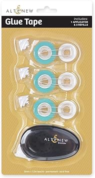 Altenew Glue Tape +3 Refills Roller, Scrapbooking Tape, Adhesive Tape Runner for Paper Crafting Projects, Compact Adhesive for Permanent & Strong Bonds, Arts and Crafts Supplies