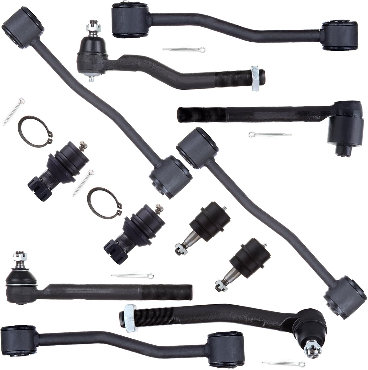 SCITOO 12PC Front Suspension Kit for Jeep Grand for Cherokee 99-04 Lower Upper Ball Joints Outer Inner Tie Rod Ends Front Rear Sway Bar Links Lower Outer Upper Outer Tie Rod Ends Auto Parts