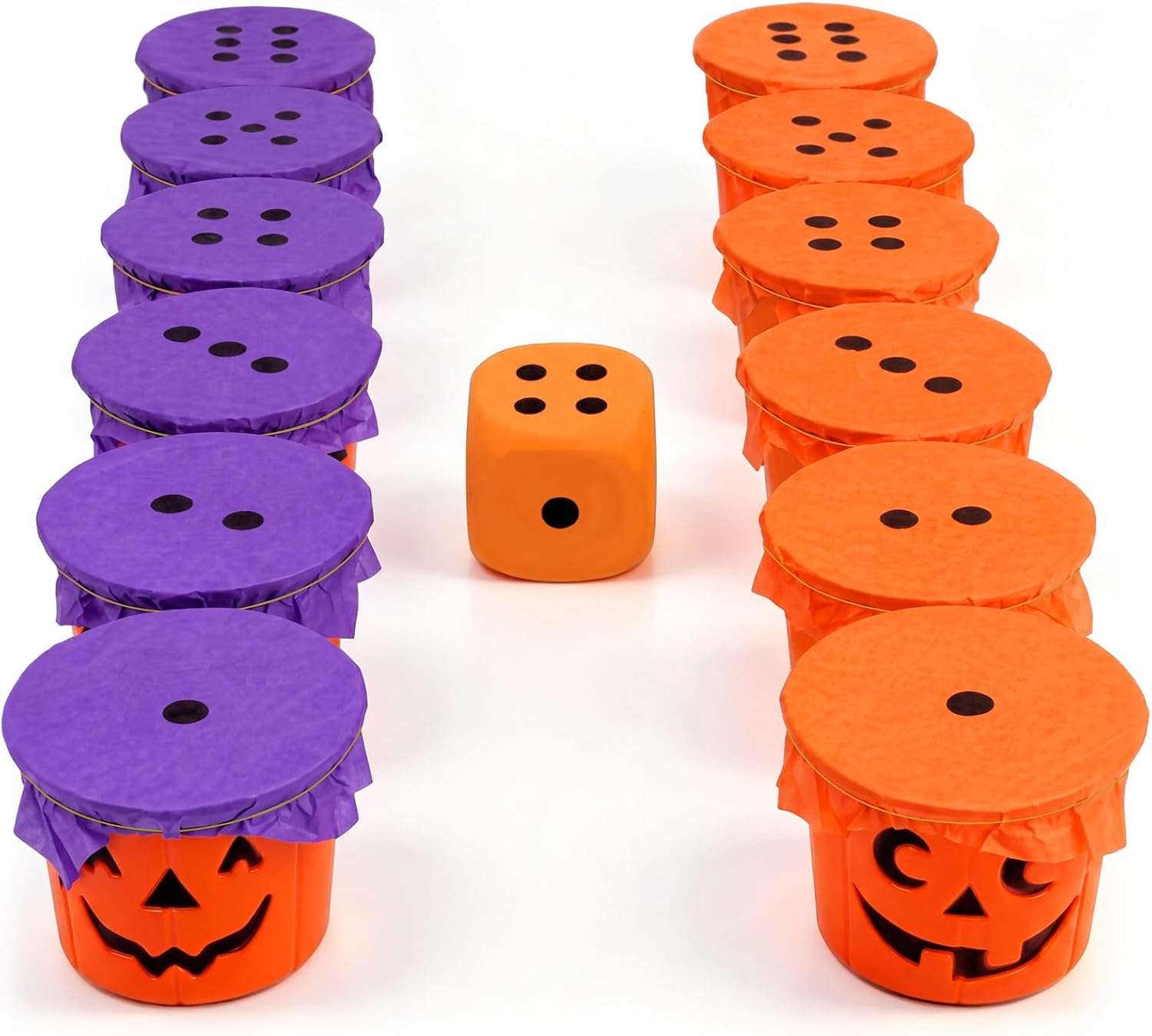 Rtteri 35 Pcs Halloween Party Dice Game Kit for Family with Pumpkin Buckets