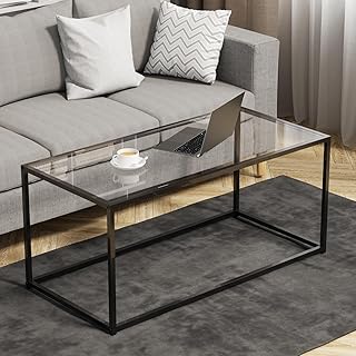 Glass Coffee Table Modern Center Table,Minimalist Coffee Table for Livin...