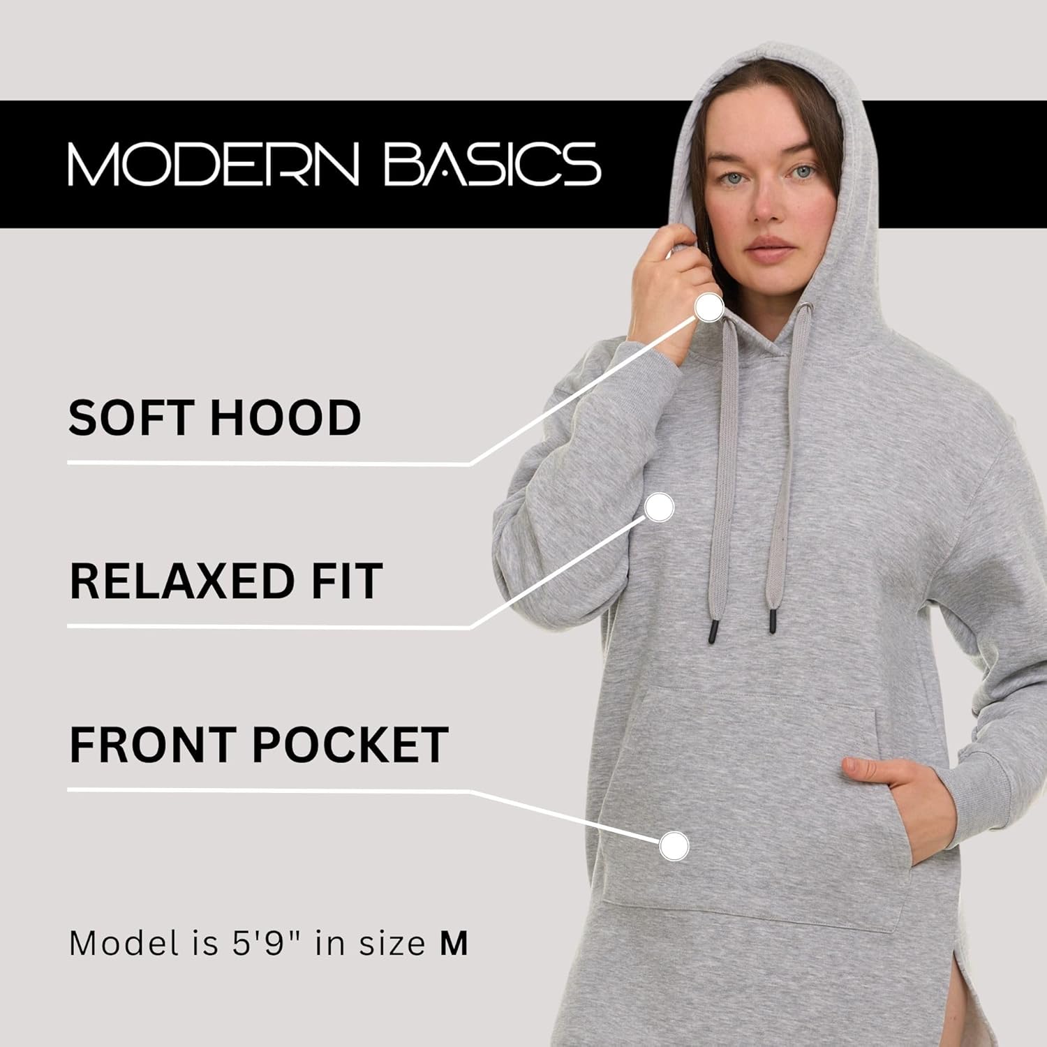 Hoodie Dress for Women – Trendy Pullover Long Fleece Oversized Sweatshirt Dresses for Women 2025 with Pockets, Split Hem - Image 4
