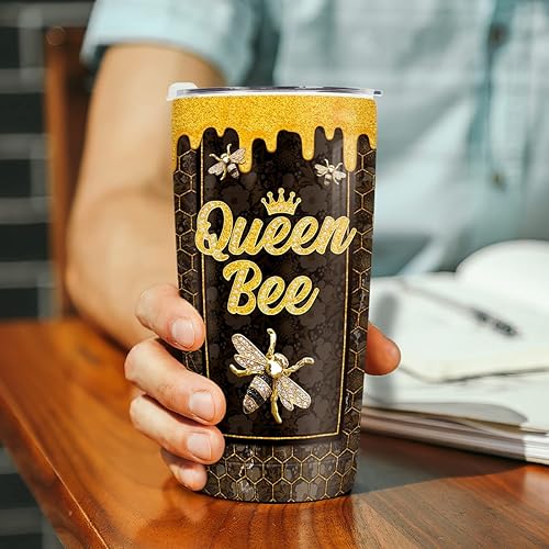 Miniatura 7 de Wassmin Vaso de abeja para amantes de las abejas, regalos para mujeres, niñas, adolescentes, estilo de dibujo de abeja, vasos aislados de acero