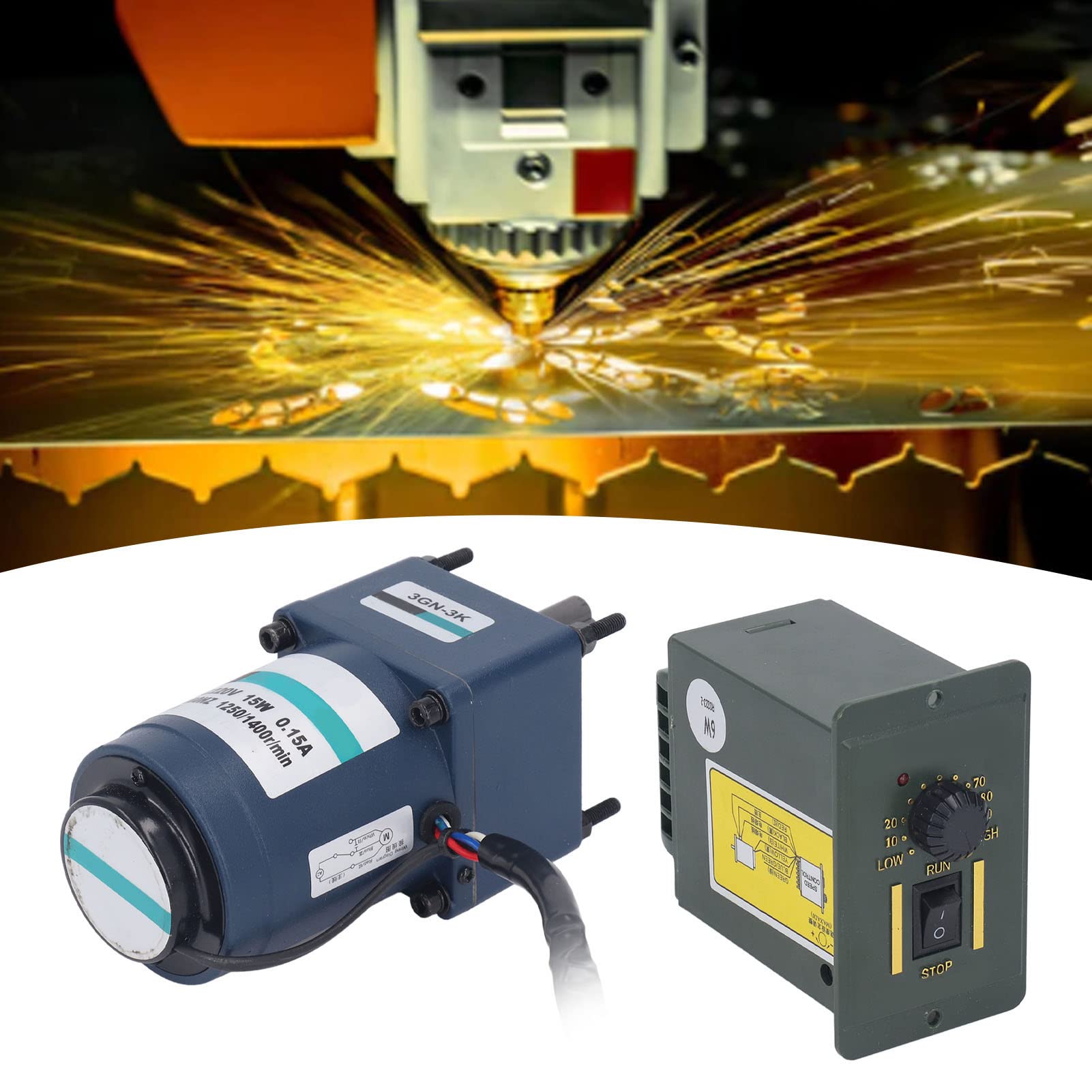 Motor reductor de velocidad, motor de engranaje inverso monofásico de 15 W con regulador de velocidad para electrodomésticos