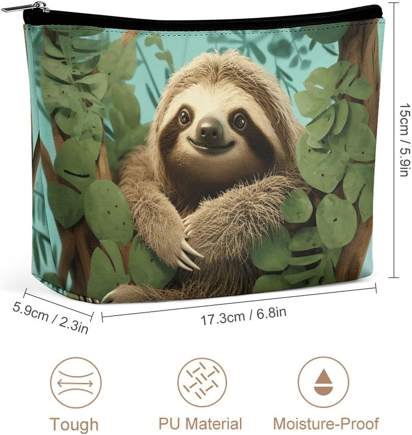 Hug Tree Sloth Cosmetic Bags for Women Men Waterproof Travel Toiletry Bag Large Capacity Makeup Bags PU Leather Cute Makeup Pouch Protable Travel Bag for Toiletries image 2
