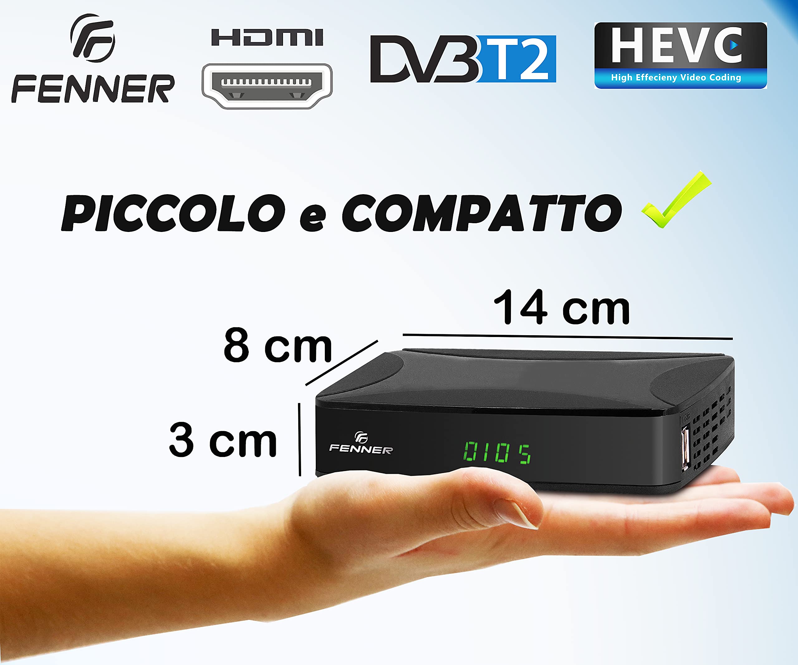 Decoder DVB-T2 HD 1080p SINTONIZZAZIONE AUTOMATICA Decoder Digitale terrestre 2024 HDMI HEVC Main 10 Bit H265 riceve TUTTI i canali gratuiti DOLBY-DIGITAL+ (GX1 (Senza Tasti sul display))