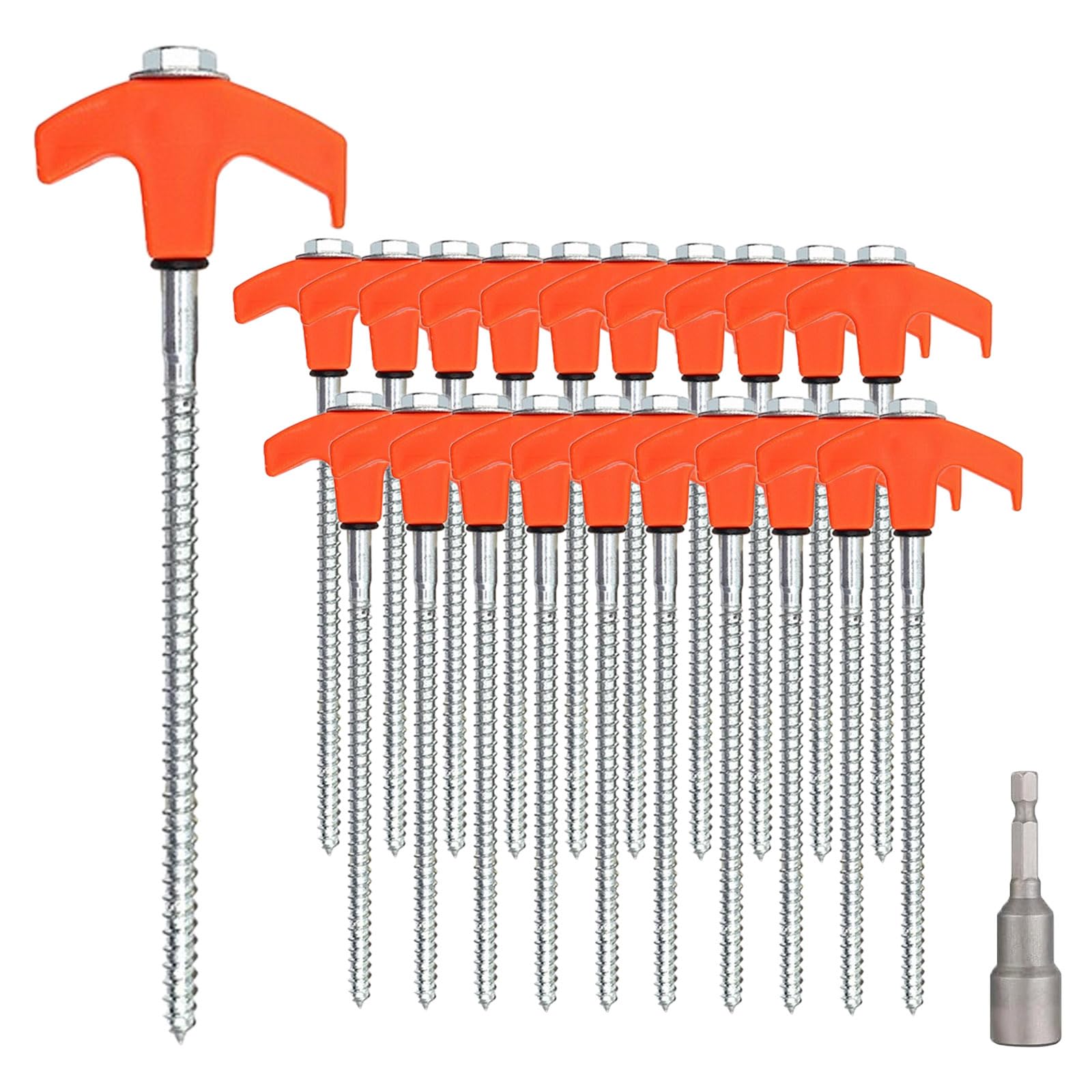 Grillix 8 Pezzi Picchetti Tenda, Picchetto in Acciaio con Teste Delle Viti Filettatura ed Esagonal, Lunghi e Robusti, non Facili Arrugginire, Accessori per Tende da Campeggio per Terreni Duri