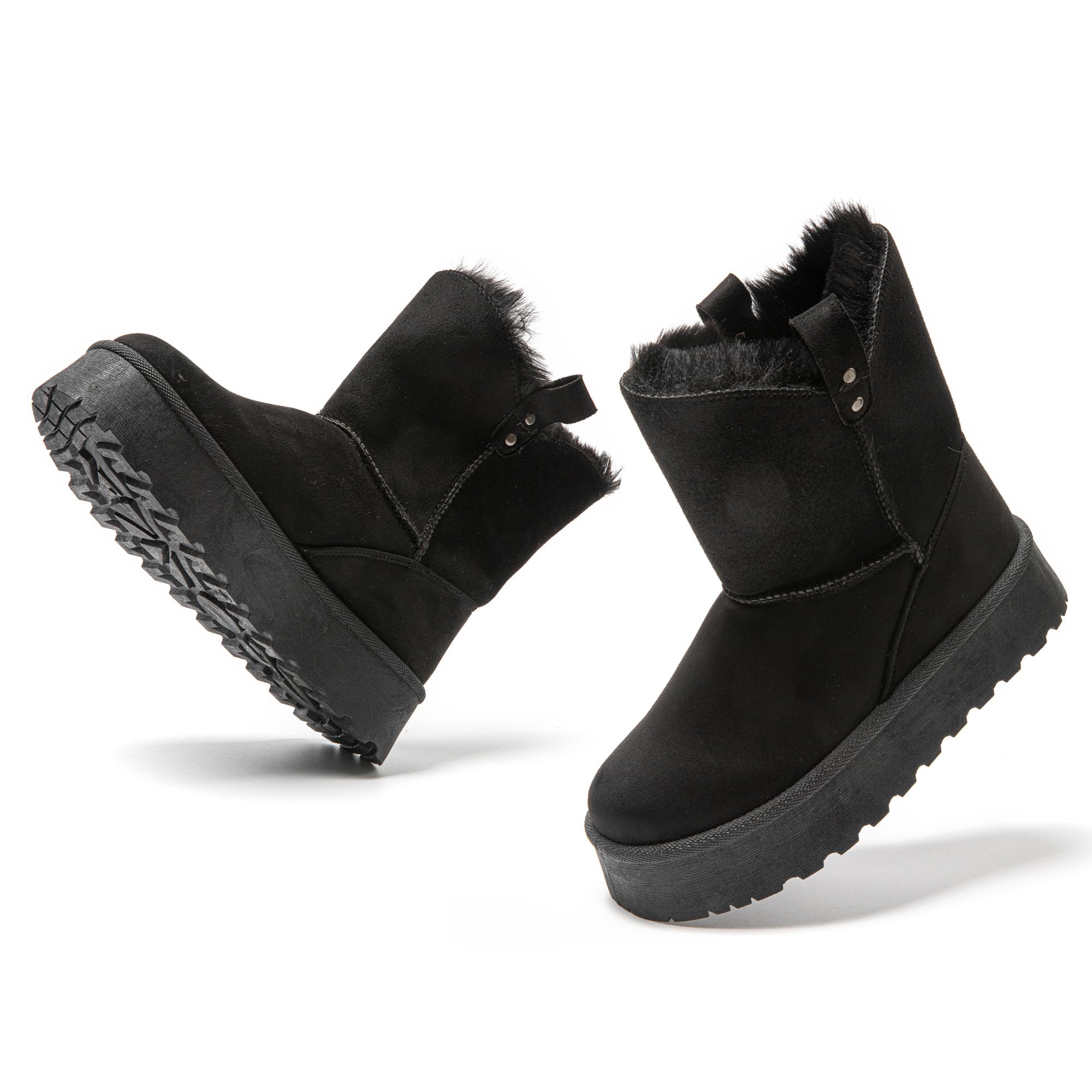 JOMIX Stivali da Donna Invernali Bassi Imbottiti con Pelliccia Sintetica MD9765