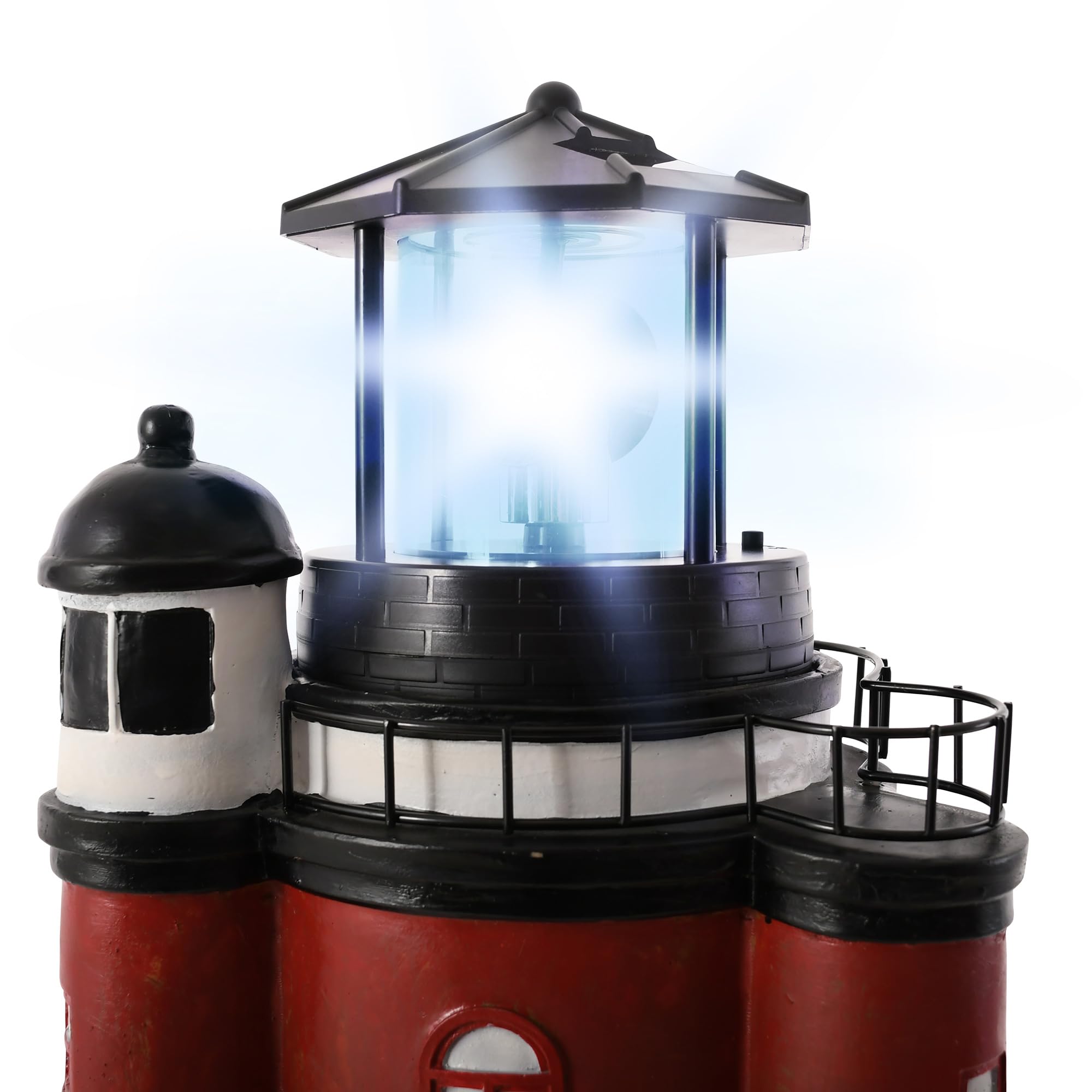 Raburg Solar Leuchtturm Roter Sand XL 108 cm LED kaltweiß rotierendes Licht Dämmerungssensor wetterfest Akku