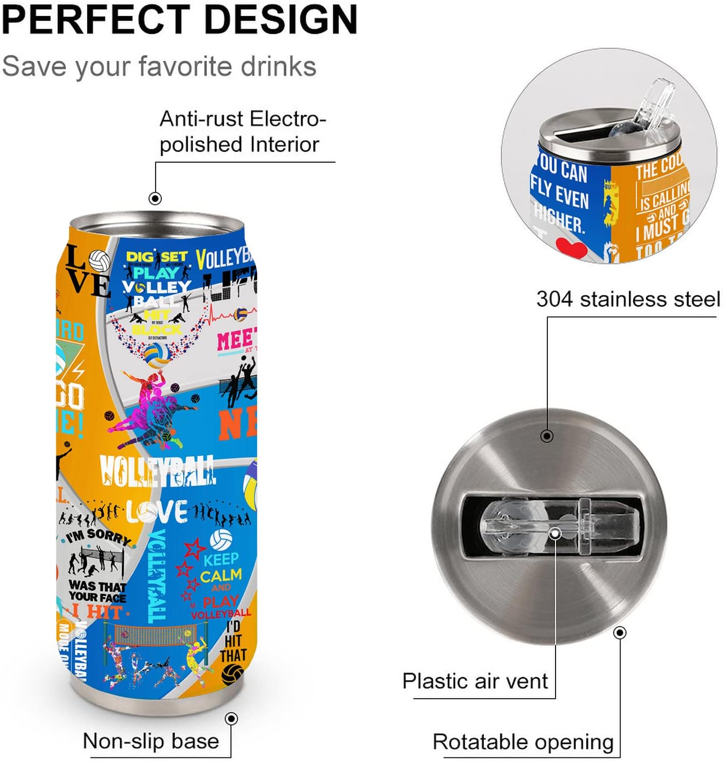 Volleyball Tumbler Cup Travel Mug With Lid,Volleyball Lover Birthday Gifts Stainless Steel Vacuum Coffee Mug Cup Volleyball Gifts For Women Men 17 Oz - Image 5