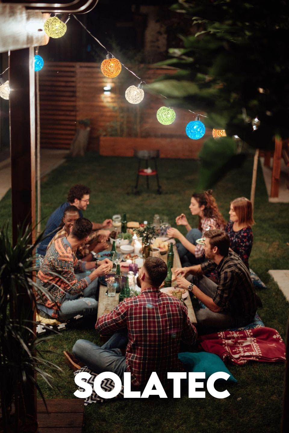Solatec Led Smart String Lights, Shatterproof 25 RGBW LED Bulbs Color Changing IP65 Waterproof Light App Control with DIY Color Scenes, Music Modes, Bluetooth 21.2ft Globe Lights for Backyard Porch