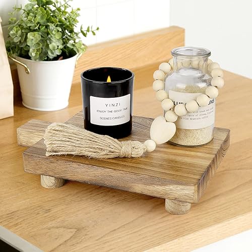 Miniatura 5 de 2 bandejas de madera hechas a mano, práctica decoración de baño y cocina para jabón, botellas de baño, velas, papel higiénico, soporte para plantas