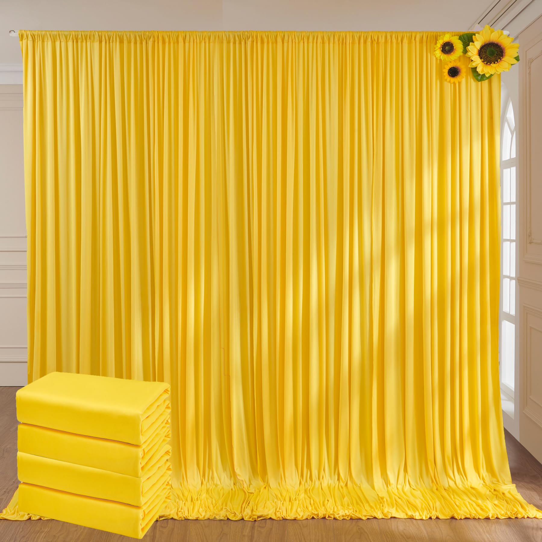 10ft x 10ft Wrinkle Free Black Backdrop Curtains for Parties, 2 Panels 5ftx10ft Polyester Photo Backdrop Drapes for Wedding Birthday Graduation Photography Background — view 51