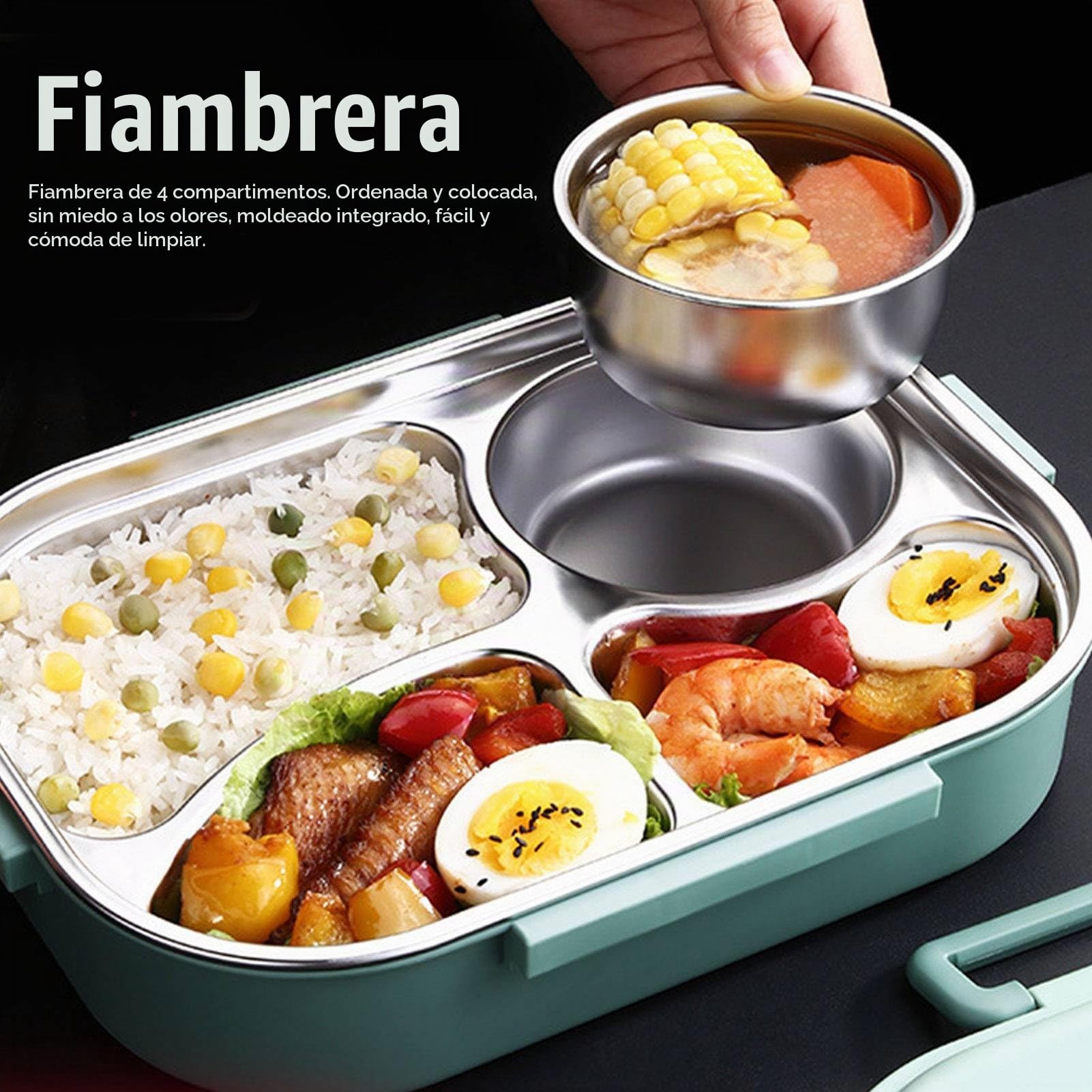 Tissting Lunch Box,1500ml Portátil Compartimentada 4 Con Aislamiento