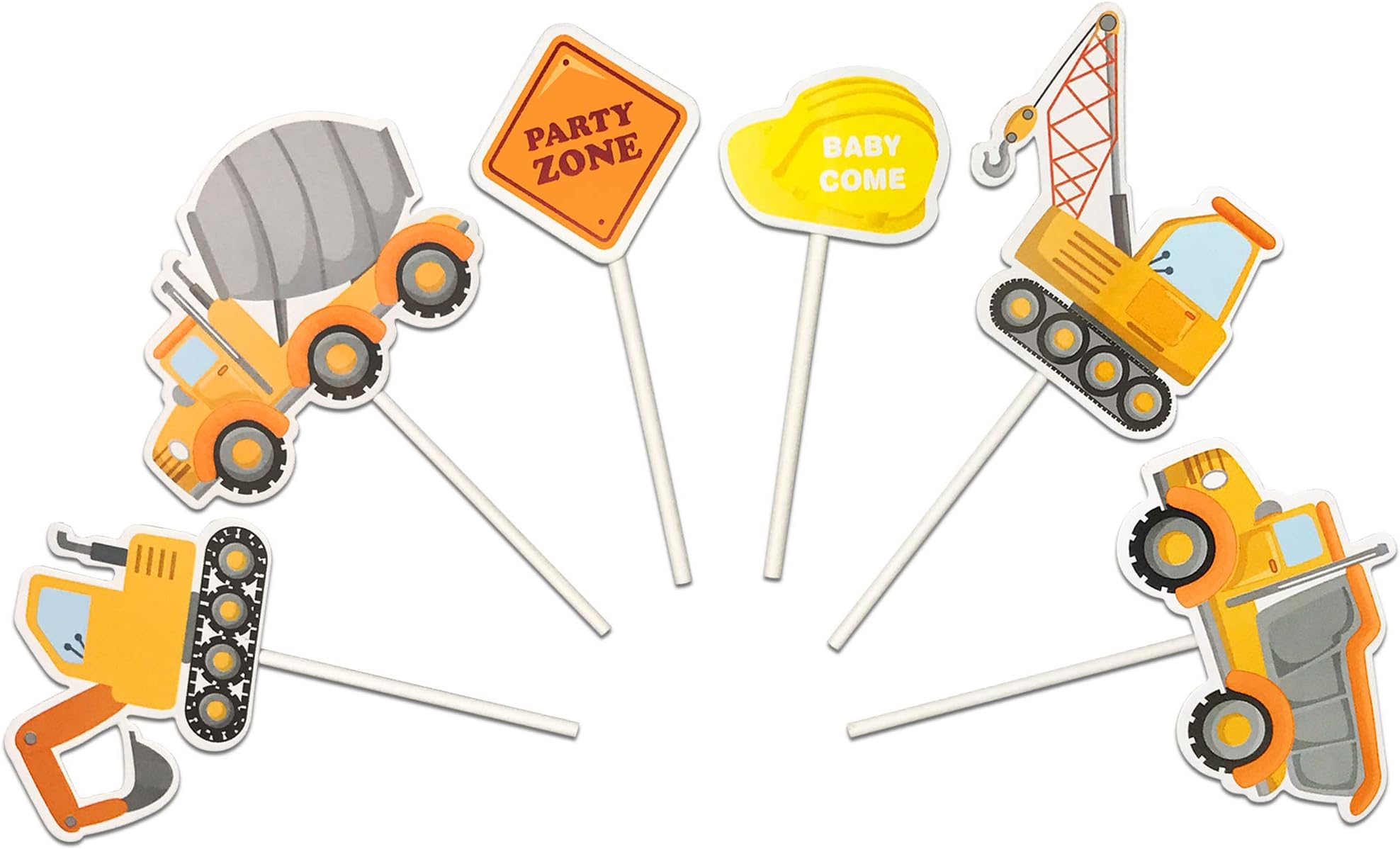Construction Vehicles Truck Sign Hard Hat Cake Cupcake Toppers Picks for Birthday Wedding Baby Shower Construction Theme Party Decorations 18 PCS
