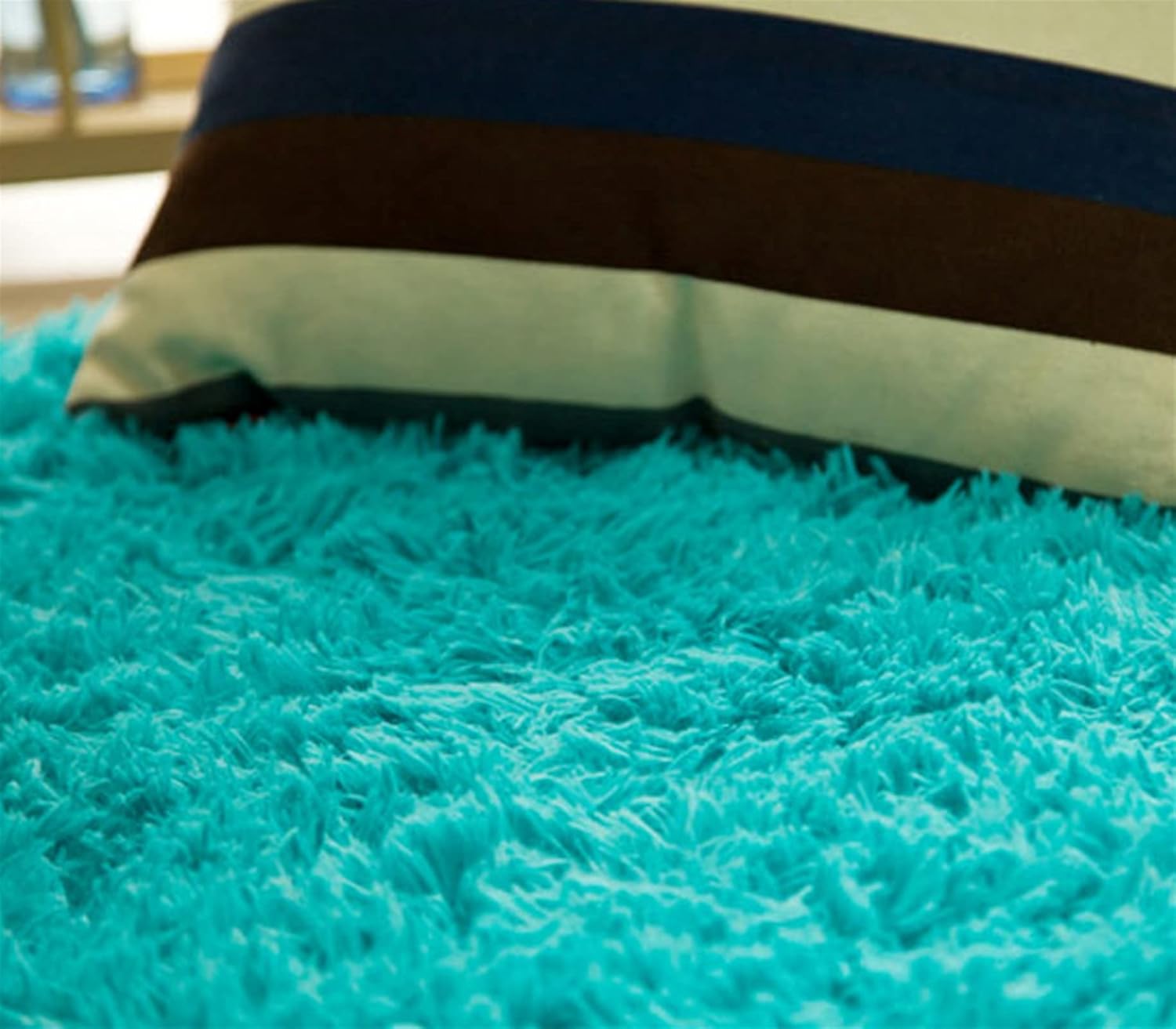 Soft Solid Color Area Rug Bedroom Plush Carpet Living Room Home Decor Blanket Blue 47x31 inch