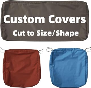 Custom Covers with Zipper, Patio Waterproof Cushion Covers Replacement, Cut to Size Sofa Couch Cushion Slipcover Sets, Thicken Velvet Cotton Linen Fabric, Bench Pillow Protector Case for Pets