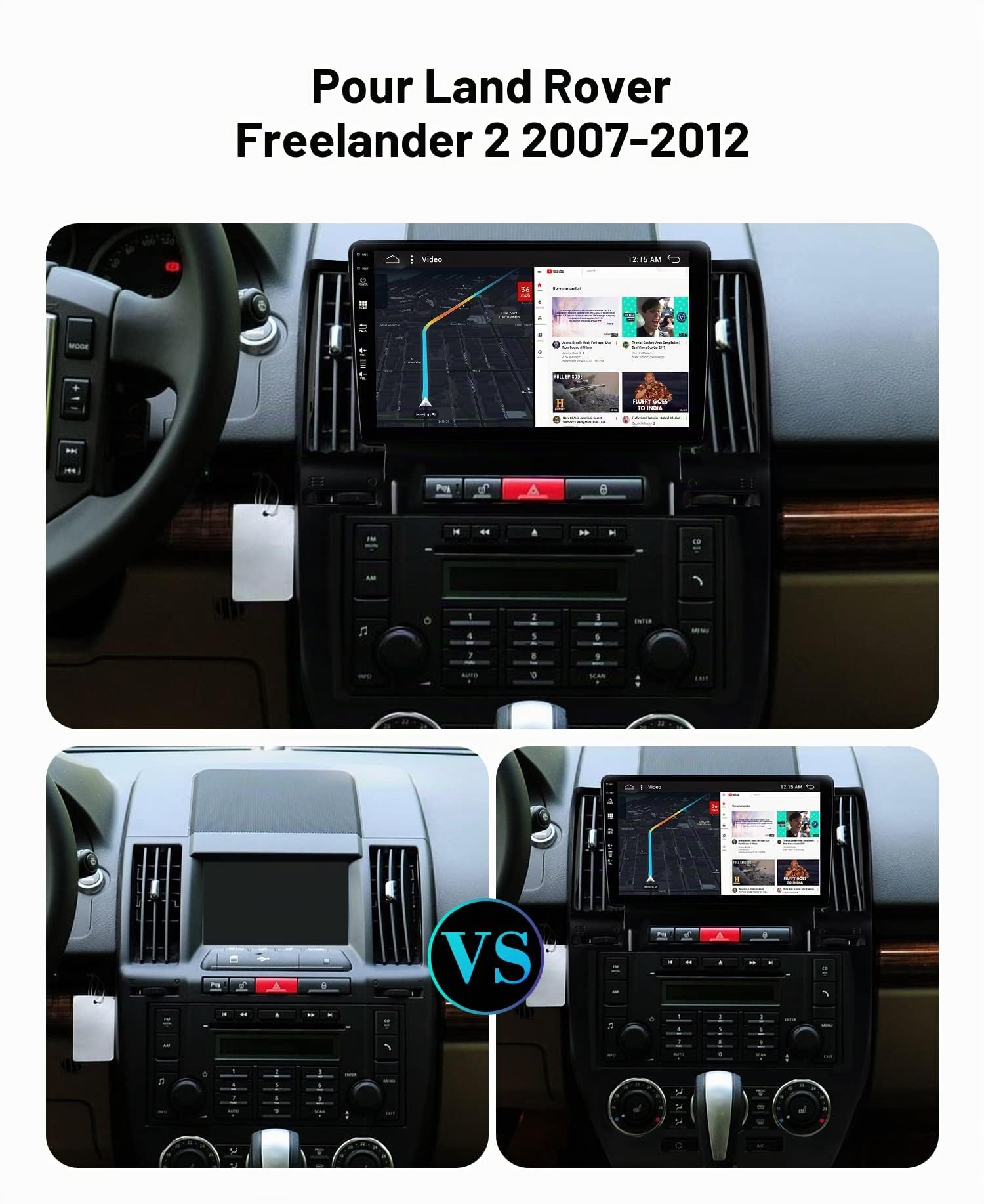 SXAUTO Android 15 - [6G+128G] - IPS Autoradio Pour Land Rover Freelander 2 (2007-2012) - Sans fil Carplay/Android Auto/DSP - LED Caméra + MIC - 9 Pouce 2 Din - Dab Volant 360-Camera Fast-boot AHD WIFI